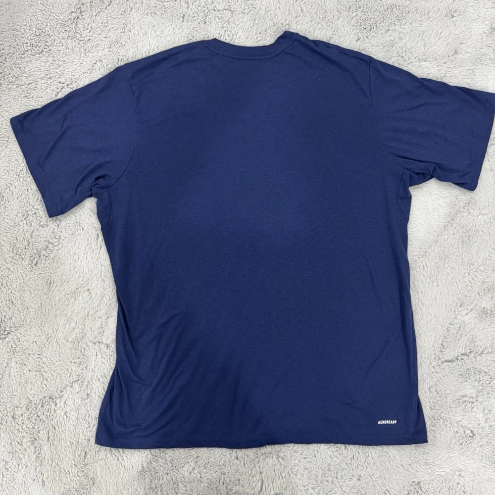 Adidas Men's Breathable Crew Neck Short Sleeve Feel Ready Training Tee Blue 2XL